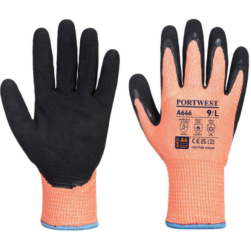 Guanti invernali Vis-Tex HR Cut nitrile arancioni/neri XL - Taglia 10