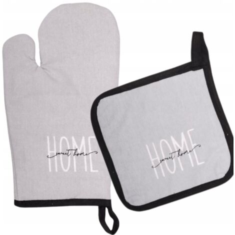 Guanto da cucina tessile spesso con fodera NICOLE 100% cotone art. 62305 grigio con scritta Home Sweet Home