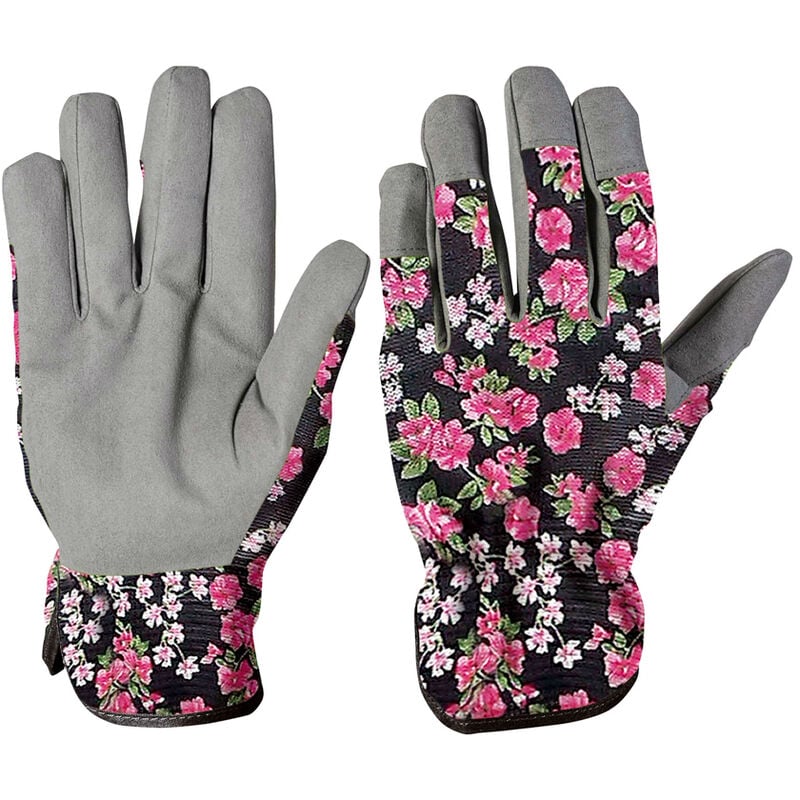 Verdemax - gant de jardin femme en coton fleuri taille s