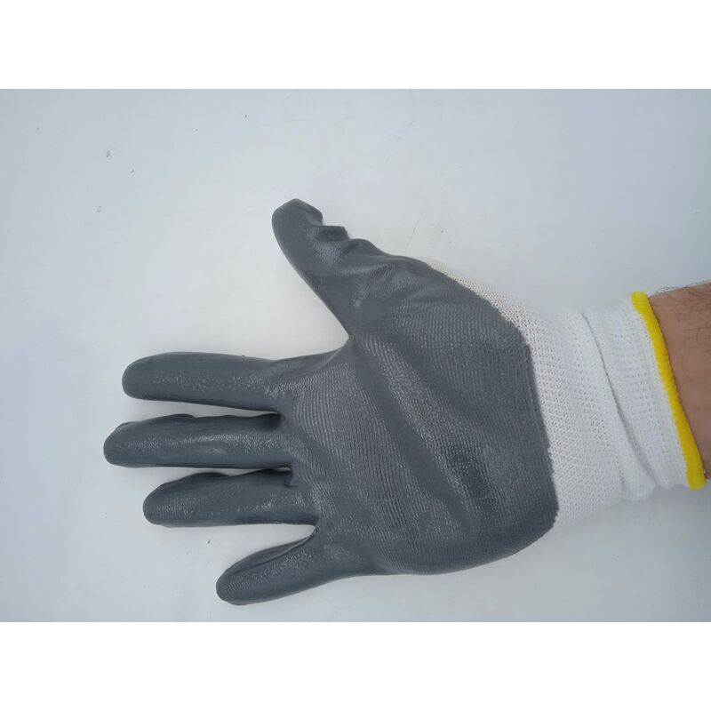 Image of Guanto Da Lavoro In Nylon Nitrile Tg. 8/M-8/M / grigio- bianco / Nylon Nitrile