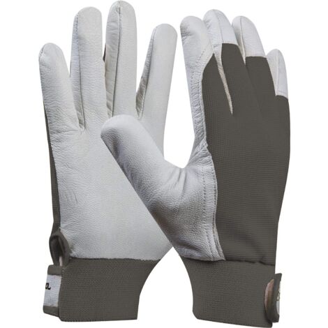 Guanto da Lavoro Uni Fit Comfort  cantieri guanti in pelle di capra  1 Coppia, Grigio, 703433