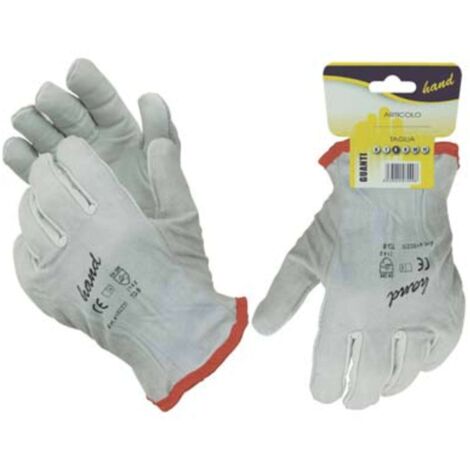 GUANTO FIORE BOVINO HAND - BIANCO DORSO CROSTA  8 - 10 paia