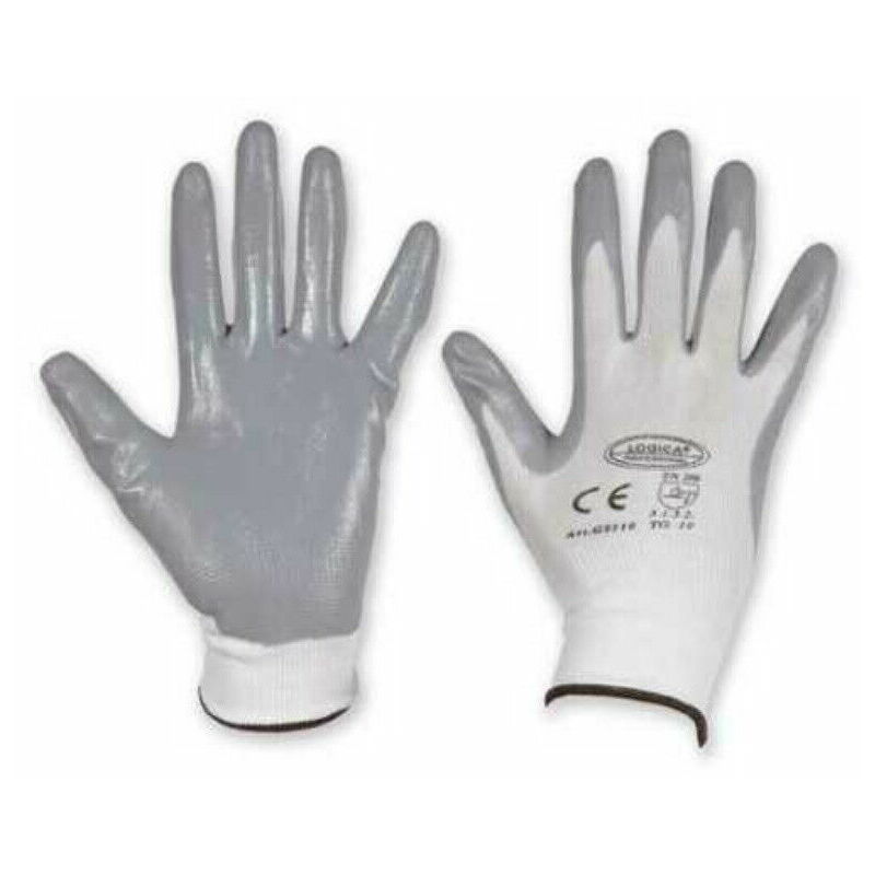 Image of Guanto - guanti nitrile tg 8 grigio cotone plastica protezione lavoro sicurezza