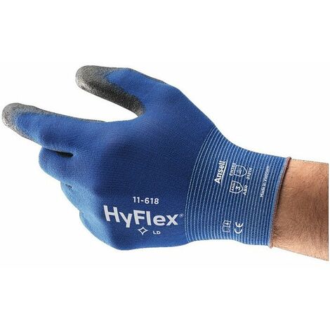 Guanto HyFlex® 11-618 Taglia 7 blu/nero EN 388 PSA II Nyl.m.PU ANSELL (confezione da 12)