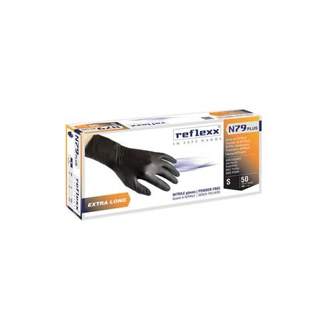 GUANTO IN NITRILE EXTRA LUNGO GR.4,0 SENZA POLVERE NERO- - tg.XL in conf. da 50 pz. - 2 pezzi
