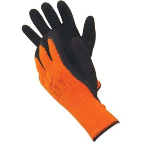 GUANTO LATTICE MICROPOROSO NERO  - MAGLIA PESANTE SINTETICO ARANCIO 10 - 12 paia