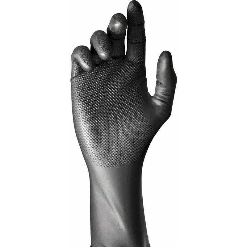 Image of Confezione da 50 guanti monouso in nitrile nero senza polvere taglia 7 Juba