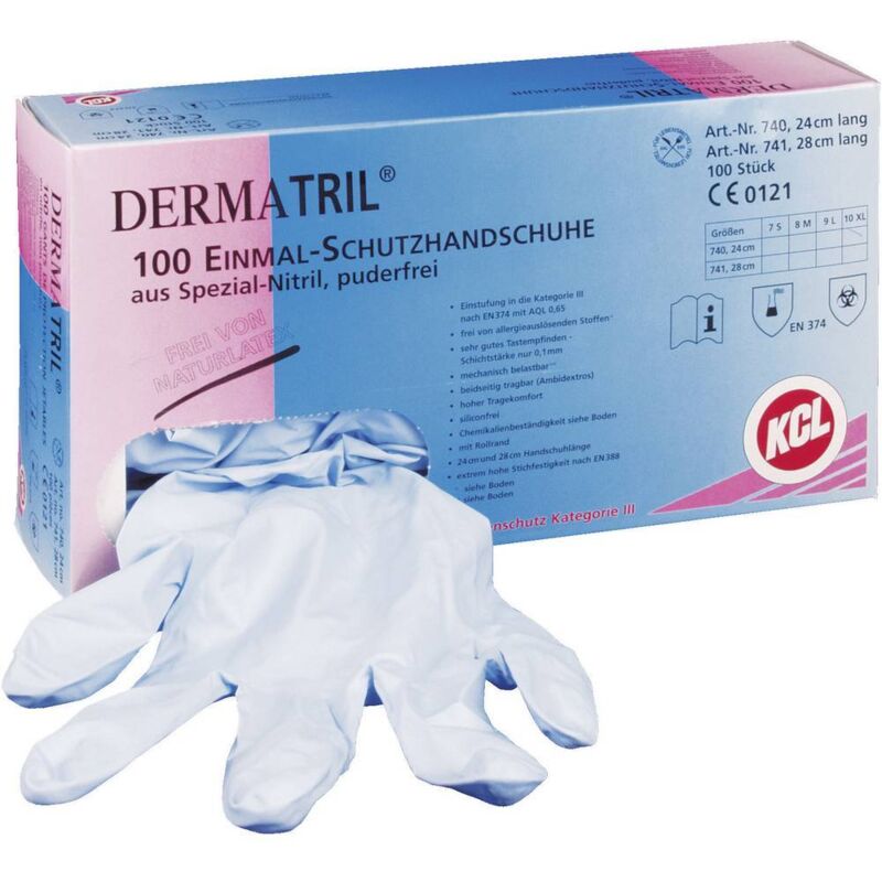 Dermatril 740-10 100 pz. Nitrile Guanto monouso Taglia (Guanti): 10, xl en 374 - KCL