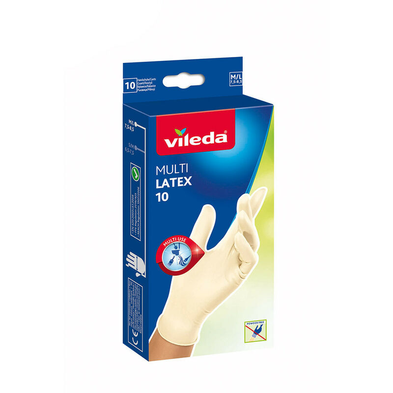 Image of Vileda - Pack of 10 Multilatex Guanti usa e getta - Taglia m-l - Blanc