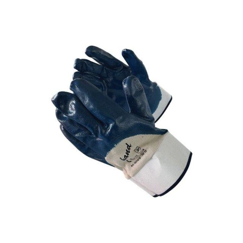 Image of Hand - Guanto nitrile nbr blu areato tela cotone bianco + manichetta 10 (12 paia)