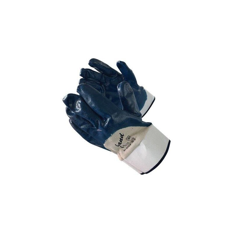 Guanto nbr blu areato hand tela cotone bianco +