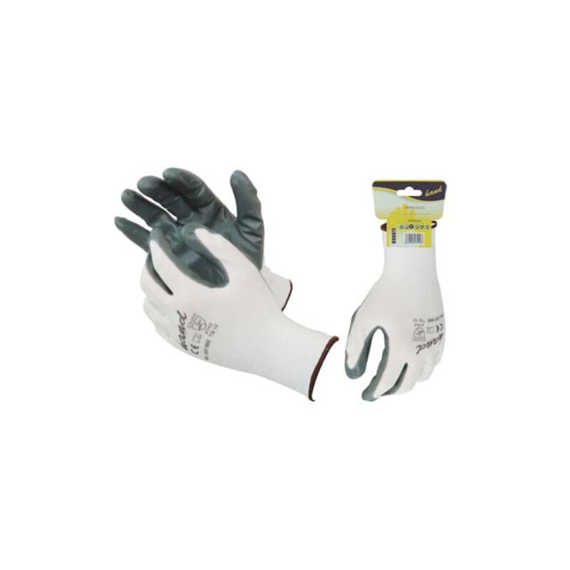 Image of Guanto nitrile grigio Hand maglia leggera sintetico bianco 10 (12 paia) Hand