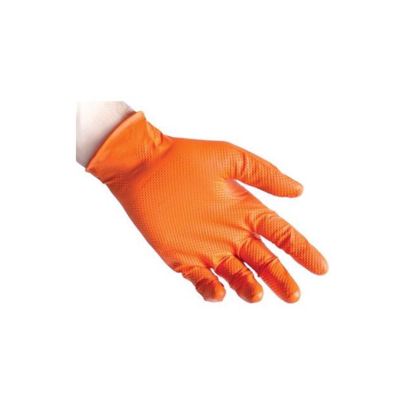Image of Idroweb - Guanto nitrile monouso arancio 3d full grip gr 8,4 aql 1,5 senza polvere cf=pz 50 l (2 confezioni)