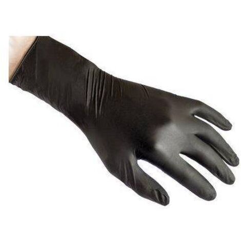 GUANTO NITRILE MONOUSO NERO MANICHETTA LUNGA