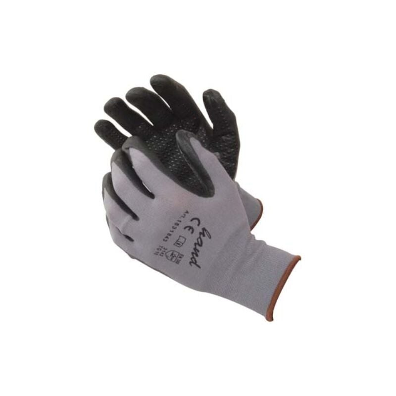 Image of Guanto nitrile nero puntinato Hand maglia leggera sintetico grigio 9 (12 paia) Hand