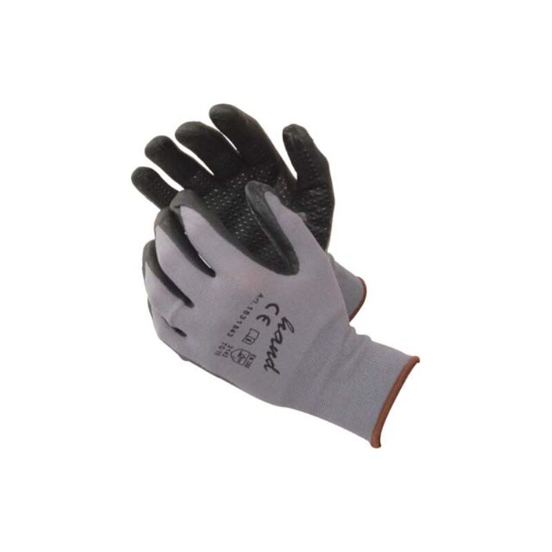 Image of Guanto nitrile nero puntinato Hand maglia leggera sintetico grigio 7 (12 paia) Hand