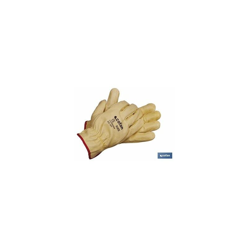 Image of Cofan - Blister per guanti in pelle di mucca gialla misura 8