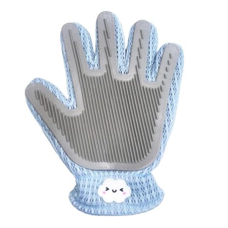 Guanto per depilazione animali domestici 2 in 1 per cani, guanto da bagno e da massaggio per cani, gatti, cavalli e conigli, 1 pezzo (blu)