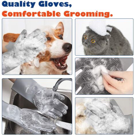 Guanto per la toelettatura del cane, guanto per la toelettatura del gatto in silicone alimentare, guanto per la toelettatura degli animali domestici, guanto per spazzola per cani, guanto per spazzola 