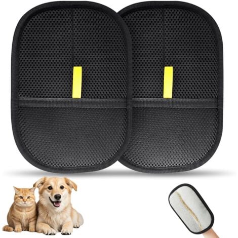 SERBIA Guanto per peli di gatto in 2 pezzi, spazzola per peli di animali domestici a doppia faccia, spazzola riutilizzabile per la rimozione dei peli di animali domestici per lavaggio, districazione e toelet