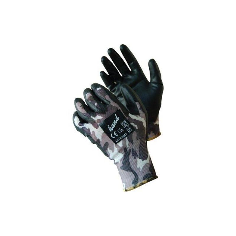 Image of Guanto poliuretano nero mimetico Hand maglia leggera sintetico 8 (12 paia) Hand