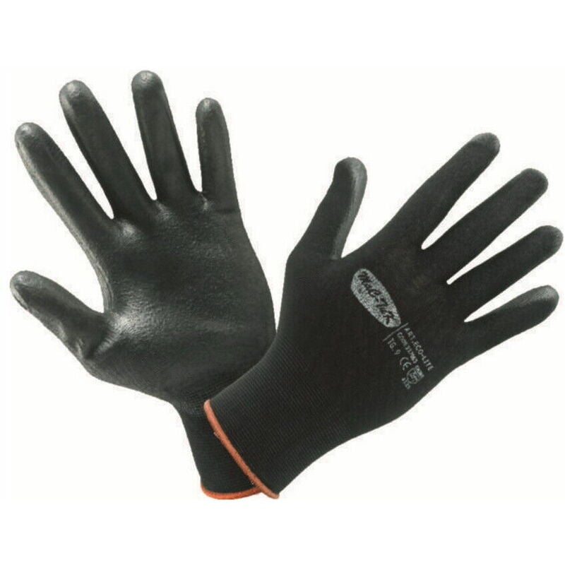 Image of Guanto poliuretano nero taglia mis 10 guanti lavoro campagna polsino in tessuto