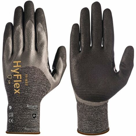 Guanto protettivo resistente al taglio HyFlex 11-937 Taglia 11 nero/grigio EN 388 Kat. II Ansell (confezione da 12)