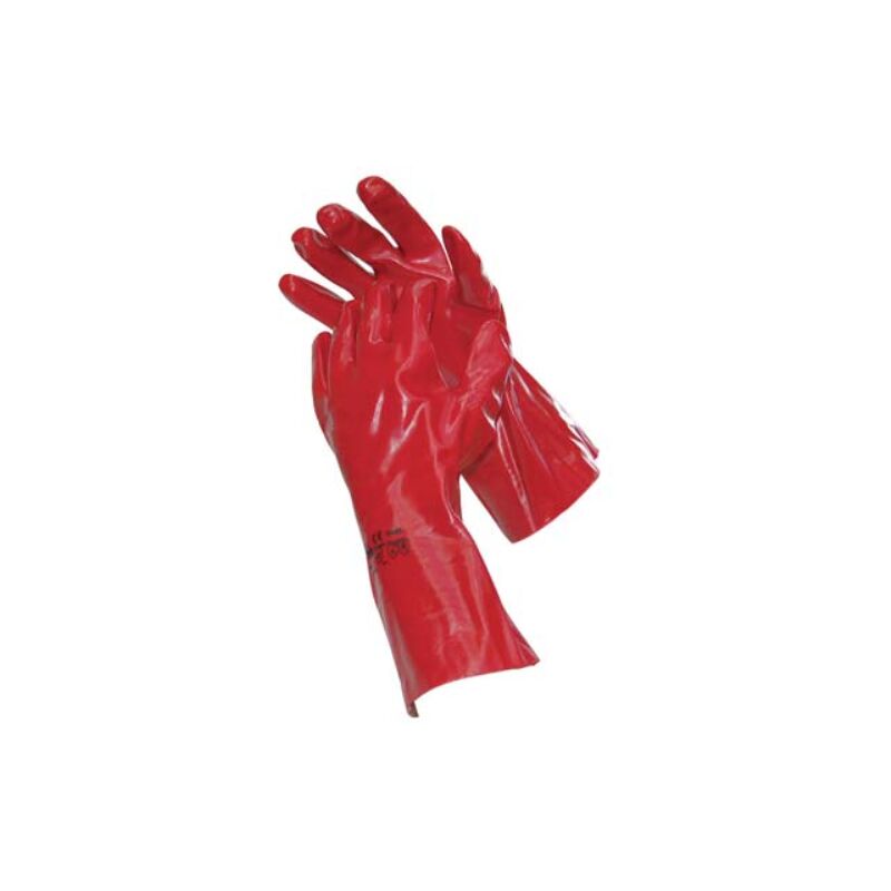 Image of Idroweb - Guanto pvc rosso maglia cotone taglia unica (12 paia)