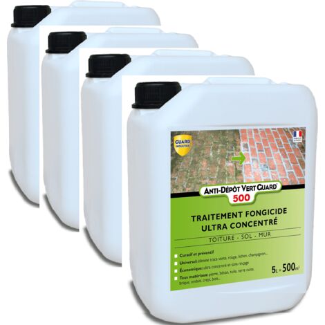 Guard Industrie – Fongicide hydrofuge concentré 20L – Anti-dépôt vert 2 en 1 pour toiture – Action rapide en 2h – Multi-supports extérieur