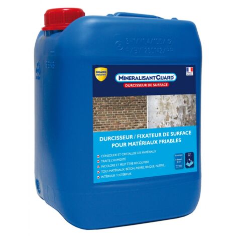 Guard Industrie – Minéralisant durcisseur fixateur de surface pour matériaux friables – Conditionnement 5L – Rendement 35m² – Application sur ciment et béton