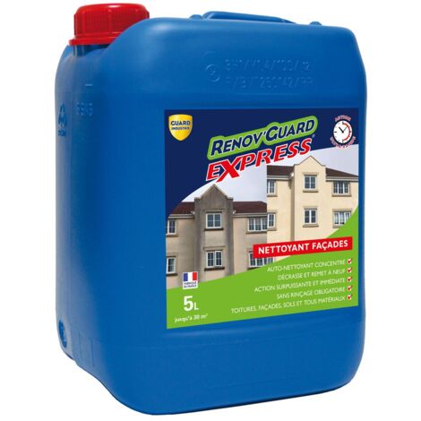 Guard Industrie – Nettoyant façades concentré surpuissant tous matériaux – Formule à base d'agents de blanchiment – Conditionnement 5L – Efficace sur pollution