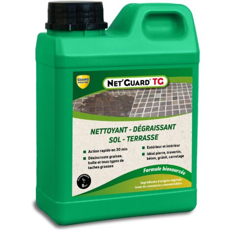 Guard Industrie – Nettoyant terrasse désincrustant 1L – À base de colza et soja – Biodégradable à plus de 90% – Pour pierre naturelle et béton - TG 1 L