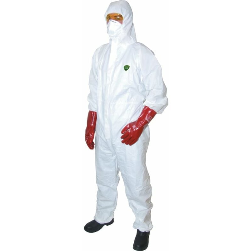Tuffsafe - Guard Master + Disp' Hooded Coverall White (L)