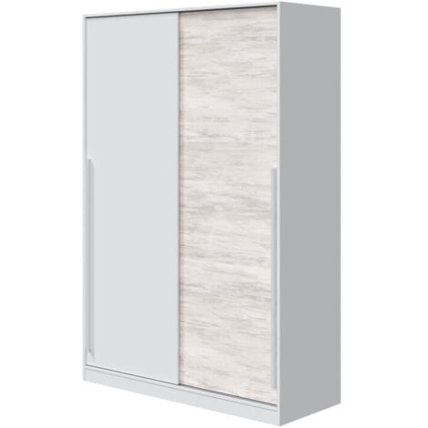 Guardaroba 2 Ante - Armadio Camera da Letto Bianco Anticato 50x200h cm