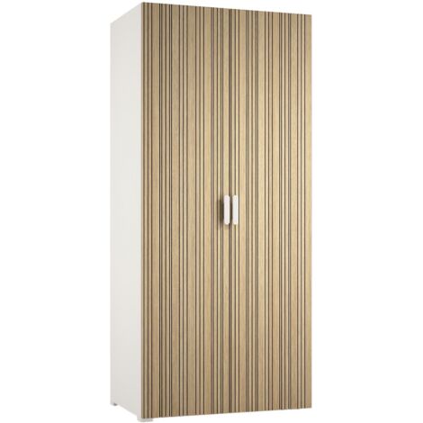 Guardaroba 2 Ante Nigella, Armadio Camera da Letto Appendiabiti, 2 Ripiani Made in Italy, 52.00x180.00h cm Bianco Rovere Rigato