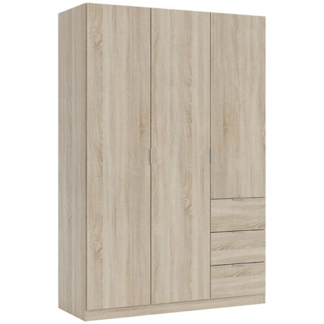 Guardaroba 3 Ante - Armadio Camera da Letto Marrone Rovere 52x135 cm