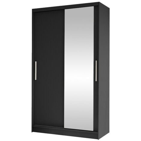 Guardaroba Closico 164, Nero, 200x100x58cm, Porte guardaroba: Scorrevoli, Numero di ripiani: 0