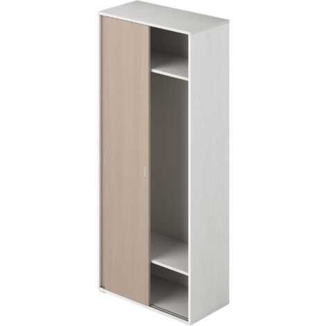 Guardaroba con ante scorrevoli e appendiabiti colore Olmo struttura Bianco H212x90x43cm