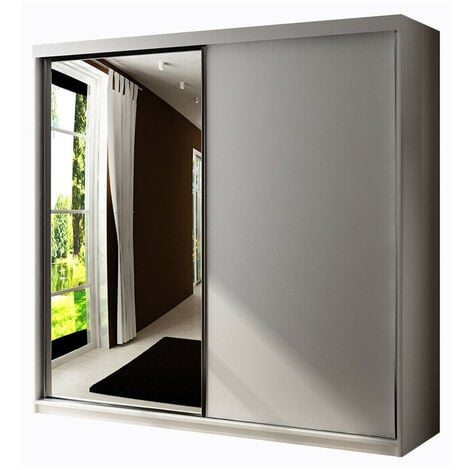 Guardaroba Dover 107, Bianco, 200x200x62cm, Porte guardaroba: Scorrevoli, Numero di ripiani: 0, LED: Con