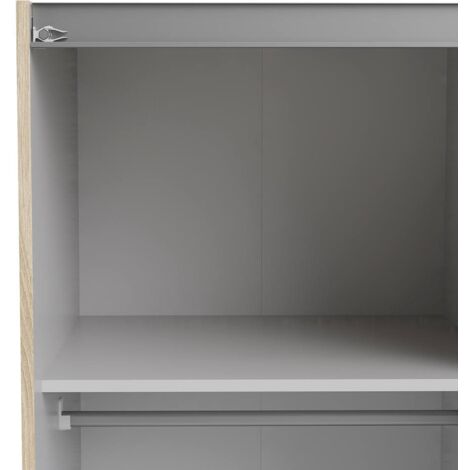 Guardaroba Grande Alienor, Armadio Camera da Letto 4 Ripiani, Appendiabiti, 59x200h cm Marrone Quercia