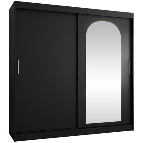 Guardaroba Hartford 499, Nero, 200x200x62cm, Porte guardaroba: Scorrevoli, Numero di ripiani: 0