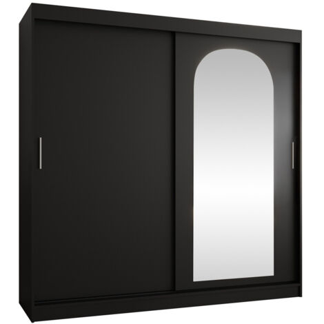 Guardaroba Hartford 499, Nero, 200x200x62cm, Porte guardaroba: Scorrevoli, Numero di ripiani: 0