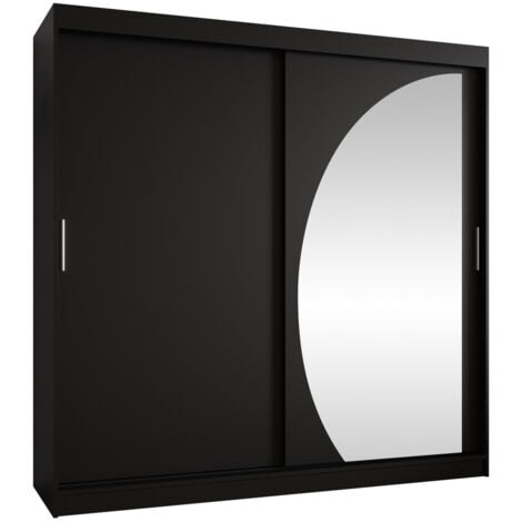 Guardaroba Hartford 507, Nero, 200x200x62cm, Porte guardaroba: Scorrevoli, Numero di ripiani: 0