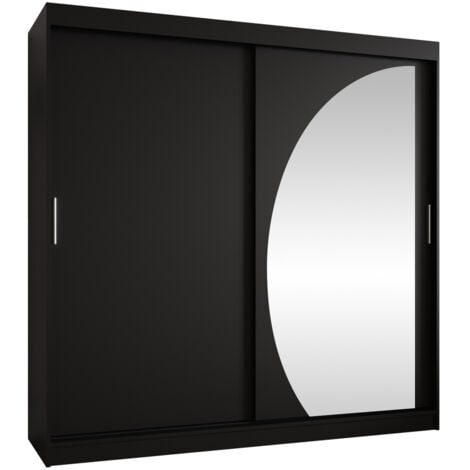Guardaroba Hartford 507, Nero, 200x200x62cm, Porte guardaroba: Scorrevoli, Numero di ripiani: 0