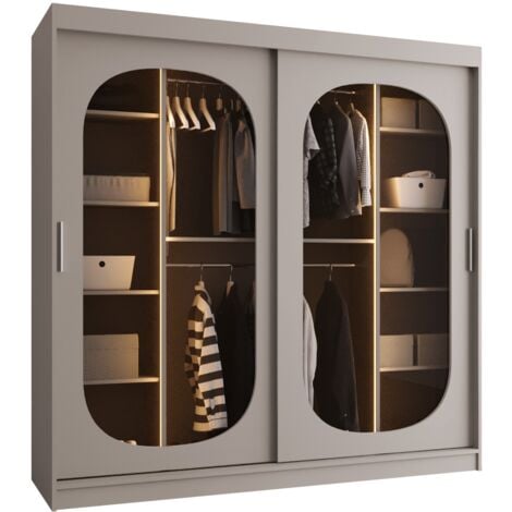 Guardaroba Hartford 521, Cachemire, 200x200x62cm, Porte guardaroba: Scorrevoli, Numero di ripiani: 0, LED: Con