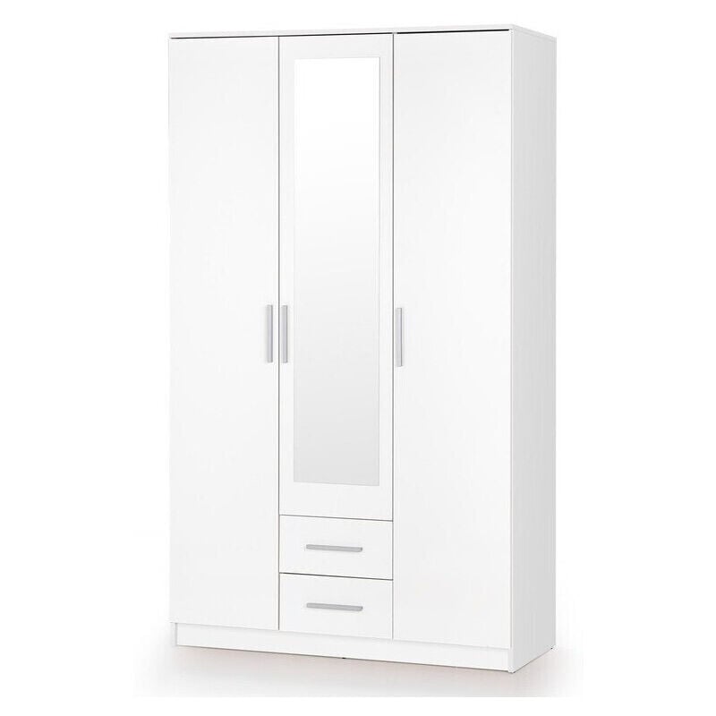 Arredamento1 - Guardaroba Cirveso 119, Bianco, 205x120x52cm, Porte guardaroba: Con cerniere, Numero di ripiani: 0