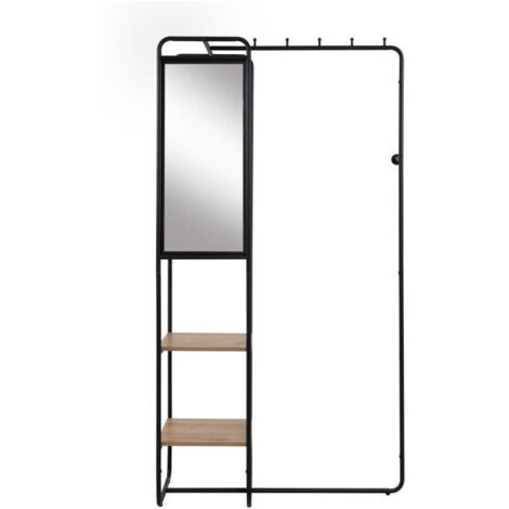 Guardaroba in metallo laccato con 6 ganci, 2 mensole e 1 specchio H185 cm - LUTON
