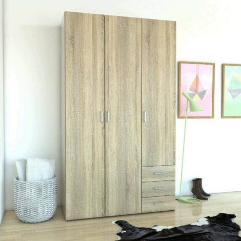 Guardarropa 3 Puertas - Armario Habitación Roble Marrón 49.5x115.8 cm