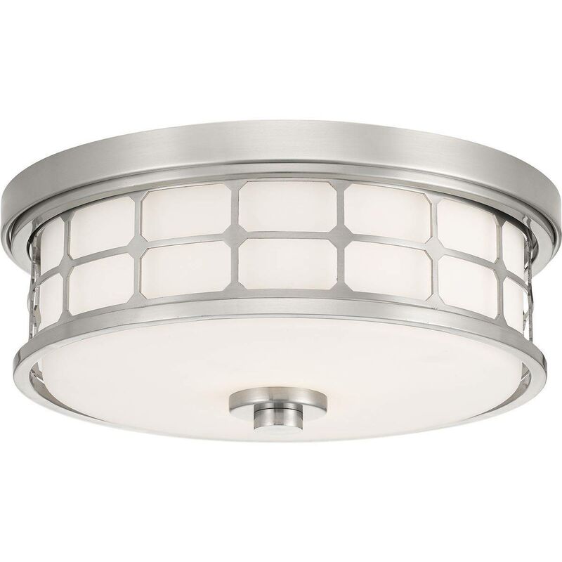 Elstead Guardian - 2 Light Flush Mount - Brushed Nickel Finish, E27