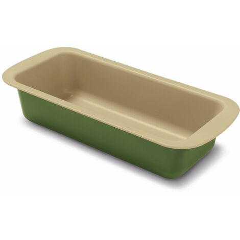 Guardini Bnat, Stampo Plumcake 25x11cm, Acciaio con rivestimento antiaderente a base di Cera di Carnauba, Colore verde/beige